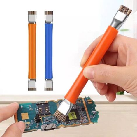 Brosse de sécurité ESD, brosse de nettoyage antistatique pour carte mère PCB, une paire de brosses mécaniques en acier, antistatique. (1/5)