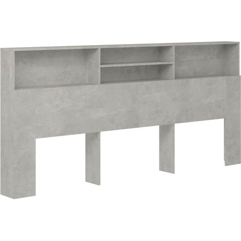 Cabecero con almacenaje cama accesorio mesita de noche estante 220 x 19 x 103,5 cm MDF gris TDL0200029