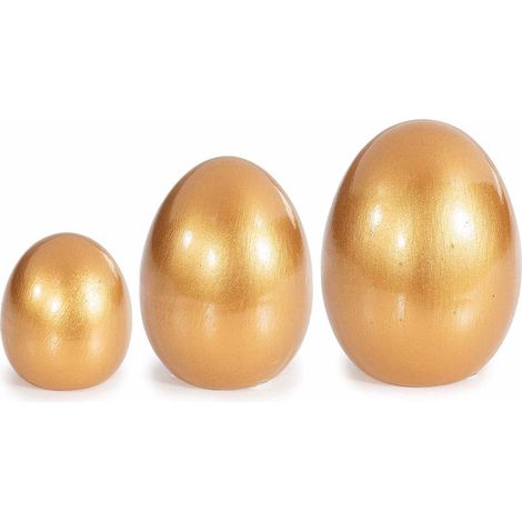 Uova decorative di ceramica in simil oro lucido, set da 2 pezzi, Grande: Ø 7 cm x 8,5 H
