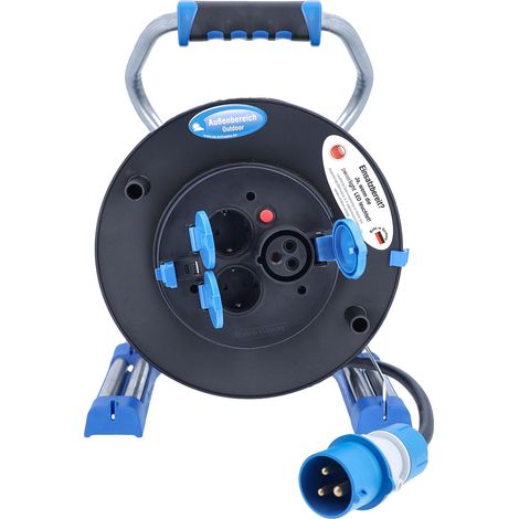 Camping Kabeltrommel 25 m Spannungsanzeige USB H07RN-F 3G2,5 IP44