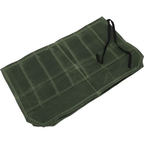 Sac pliable 7 poches pour couteaux professionnel, toile cirée résistante pour chef, camping et barbecue, couleur verte (1/5)