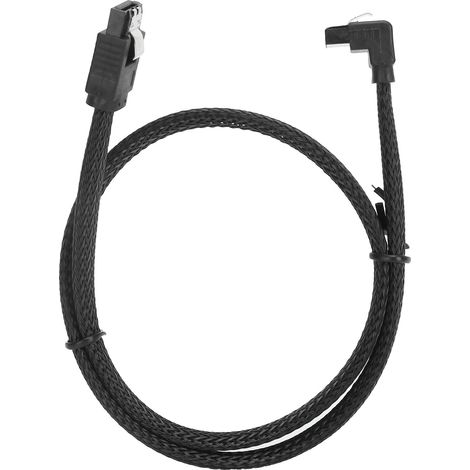 7-poliges SATA-Kabel, rechtwinklig, für Festplatten, SATA 3.0-Adapter mit farbigem Geflechtschlauch, Netzwerkkabel, Schwarz (rechtwinklig) (1/5)
