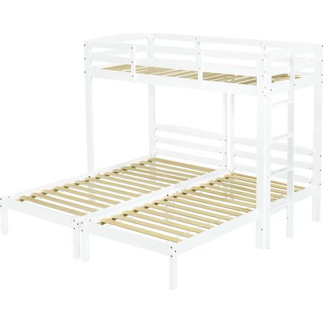[29647677WAA] Lit triple, lit superposé triple avec échelle latérale pour enfants et adolescents, blanc (90x200cm) (1/5)