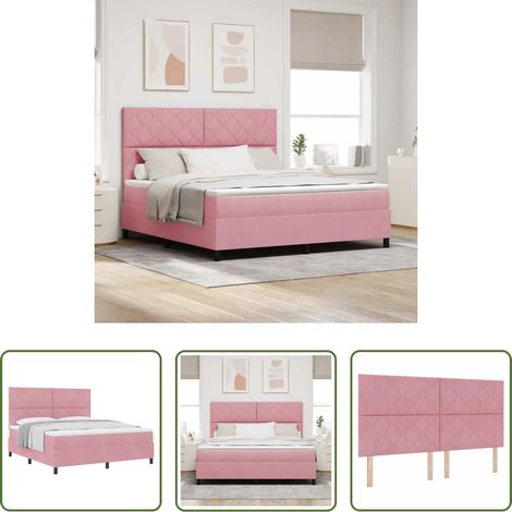 Matratze -  Boxspringbett mit Matratze mit Kopfteil Rosa 180 x 200 cm Samt (1/5)