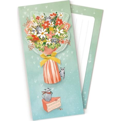 POP-UP-Geschenkumschlag-Blumenstrauß mit Katzen