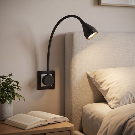 Lampe de bureau LED noire avec prise tactile, 3,5 W, 4000 K, bras flexible (1/5)