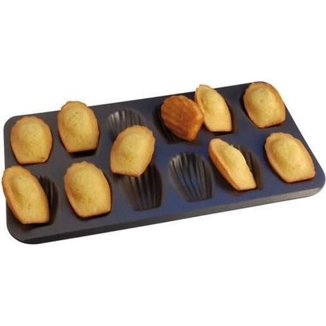 Plaque 12 madeleines - GOBEL - 39.5x20cm - Acier anti-adhérent - Marron