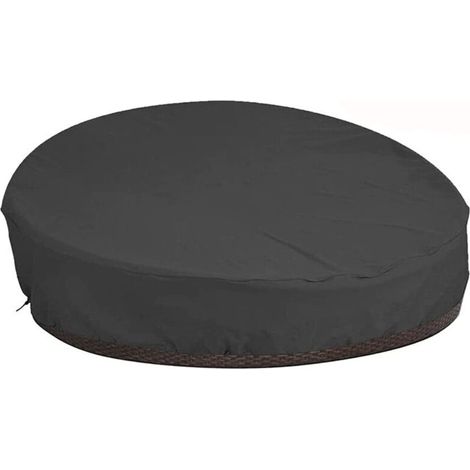 Runde, wasserdichte Schutzhülle für Schlafsofas, Gartenmöbelabdeckung, mit Kordelzug, UV-beständig/wasserdicht/winddicht (schwarz, 210D 16583cm) (1/4)