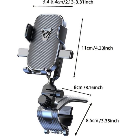 Support téléphone voiture à clip rotatif à 360°, fixation en ABS antichoc et stable sans vibration, compatible smartphones largeur 5,4 à 8,4 cm, support de navigation à installer sur tableau de bord a (1/4)