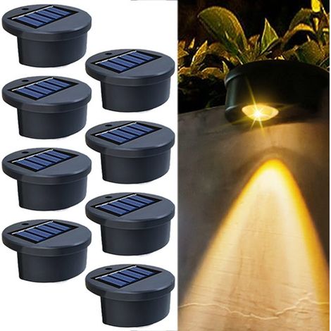Un ensemble de 8 lampes solaires d'extérieur, lampes solaires étanches pour marches, lampes solaires étanches.