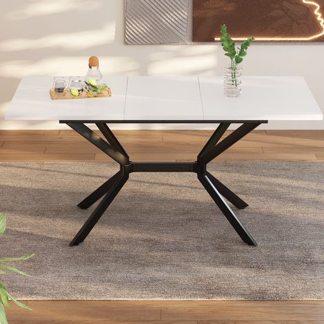 MEUBLIV Tavolo da pranzo allungabile 160x80 cm bianco – piano in MDF, 4-6 persone (1/5)