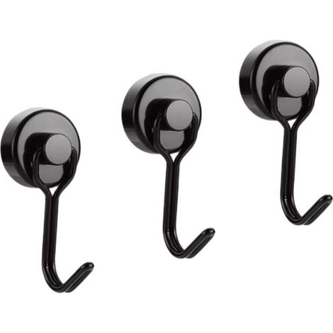 Gancio magnetico, gancio magnetico nero per frigorifero da 4 pezzi, gancio magnetico, gancio magnetico potente, magnete super forte con gancio, gancio magnetico resistente. (1/4)