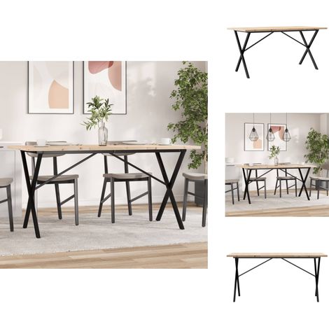 Table à manger cadre en X 160x80x75,5 cm bois pin massif acier - Table À Manger - Table De Salle À Manger - Table En Bois - Table Extensible - Table Ronde (1/5)