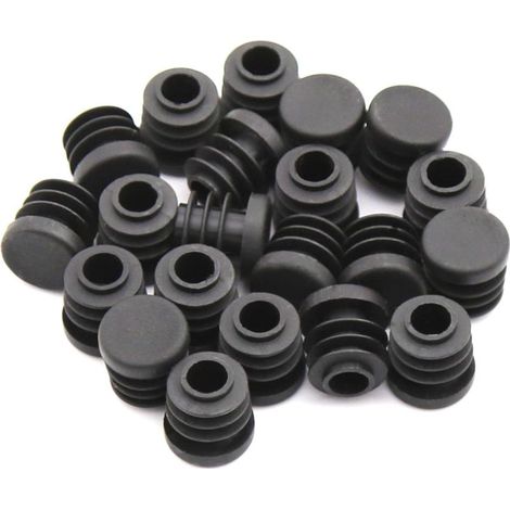 Bouchons en plastique noir de 16 mm, cache-tubes ronds noirs, embouts intérieurs pour pieds de chaises, bureaux, tables et meubles, lot de 20. (1/5)