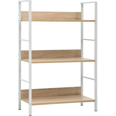 Vidaxl – Bibliothèque 3 niveaux en bois d'ingénierie – Structure en acier antirouille – Dimensions 60x27,6x90,5 cm – Design compact pour espaces réduits