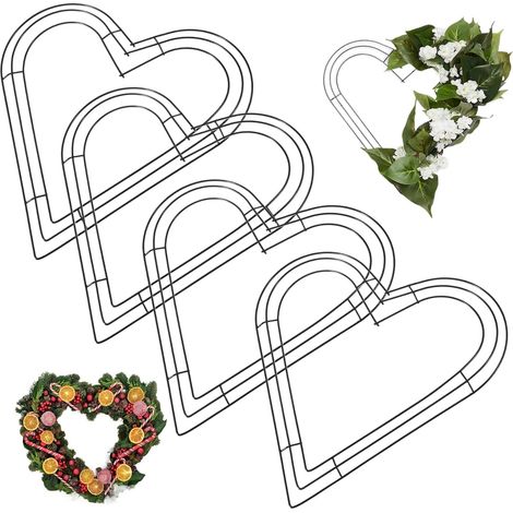 Lot de 4 cadres couronne métal – 7,9 pouces (20 cm), forme cœur, DIY floral/artisanaux (1/4)