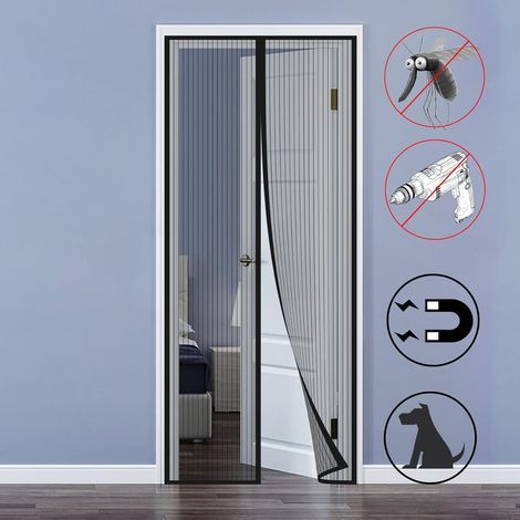 Moustiquaire de fenêtre MagnéTique Moustiquaire 120x210cm Rideau Anti Mouche Porte sur Mesure de Porte sans Percer pour Porte d Entrée Intérieur/Patio/Coulissante, Noir-RAPANDA (1/5)
