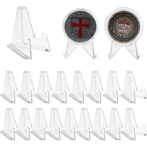 Mini caballete de acrílico transparente, soporte para monedas, tarjetas, relojes y medallas.