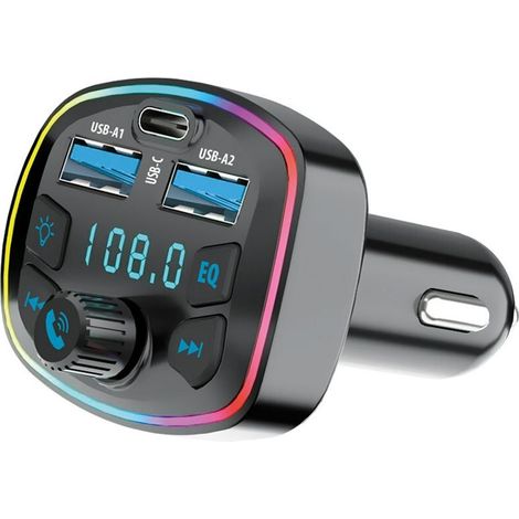 Forever FM-Transmitter Bluetooth / Kfz-Ladegerät 1x USB-C / 2x USB-A - Schwarz