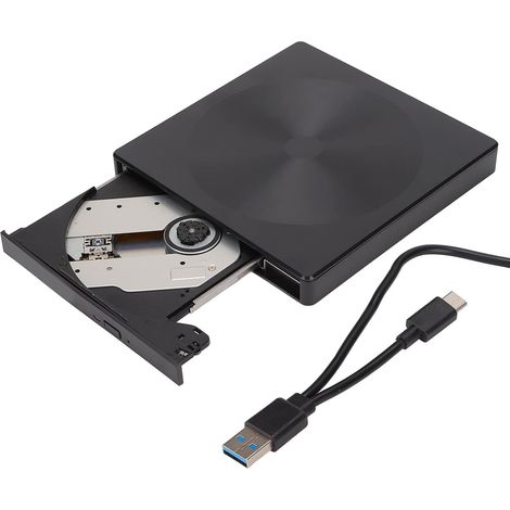 Lecteur DVD Externe, Portable Ultra Mince USB3.0 Type C Double Interface CD DVD RW Lecteur DVD pour Ordinateur Portable Ordinateur de Bureau Graveur de CD, Plug And Play, Compatible pour Windows 10 8 (1/5)