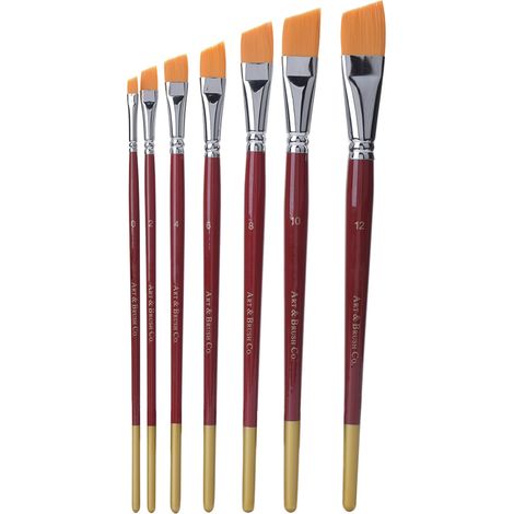 Pinceau à peinture pour cheveux en nylon, biseauté plat, pinceaux d'artiste pour peinture, fournitures artistiques (1/5)