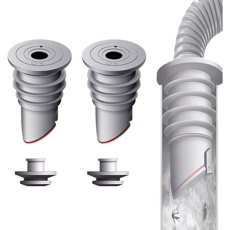 WISIRENT Waschmaschinenschlauchdichtung, 2 Stück, 35–40 mm, grau, geruchsdichter Stopfen, Abflussschlauchdichtung für Waschmaschinen, desodorierende Abflussschlauchdichtung für den Haushalt