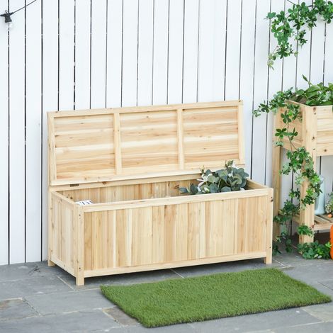 Banco de Jardín con Baúl de Almacenaje y Respaldo Carga 250 kg para Patio Terraza Balcón 115x45x75 cm Natural (1/5)