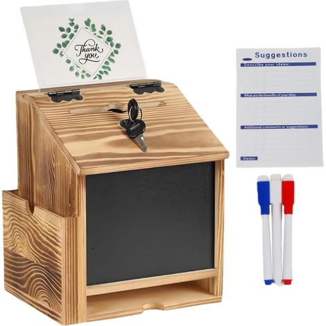 Boîte À Suggestions - Avec Serrure Fixation Murale Rangement Pièces En Bois (1/5)