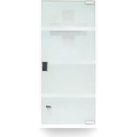 Armoire à pharmacie murale moderne 27 x 57 x 12 cm sécurité enfants 4 compartiments en acier inox blanc (1/5)