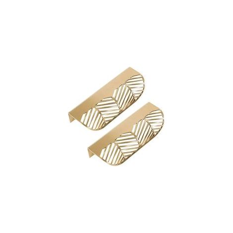 Lot de 2 poignées de porte en laiton forme de feuille pour meubles et armoire – (1/5)
