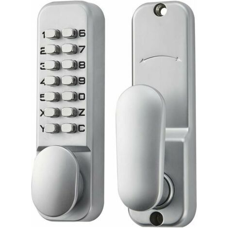 -Alliage De Zinc Verrou De Porte A Code Sans Clé Serrure à Code Mécanique Style Rétro Code Lock, Convient Pour Garage/hôtel/Bureau/Studio/Entrepôt/Dossiers (argent) (1/4)