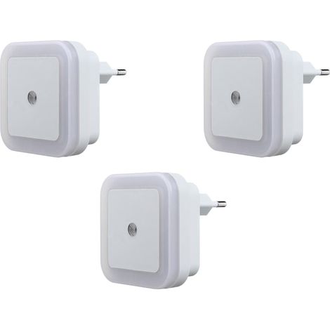 Set di 3 luci notturne a LED, Darklove, con sensore giorno-notte, 0,5 W, 10 lm, luce bianca, 110-240 V, per bagno, corridoio, camera da letto, cucina, sala da pranzo, soggiorno, ufficio, 6,2 x 6,2 x 6 (1/5)