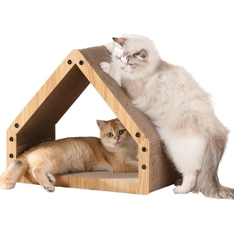 Griffoir pour Chat Extra Long de 42 cm en Forme de Maison pour Chat, Griffoir Résistant en Papier Ondulé (1/5)