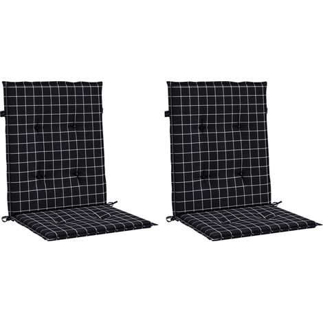 Lowback Chair Cushions 2 pcs Black Check Pattern Fabric vidaXL (1/2)