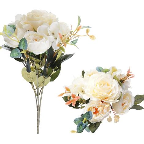 2 bouquets de pivoines artificielles blanches élégantes pour-Online Store (1/5)