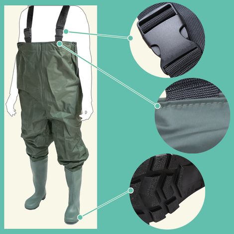 Wathose Anglerhose Angelhose Teichhose Watstiefel Watthose mit Stiefel PVC Gummi (1/2)