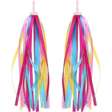 Rubans à pompons pour vélo enfant, 1 paire de rubans colorés pour guidon de vélo filles et garçons - Accessoires pour vélo et trottinette-6 (1/5)