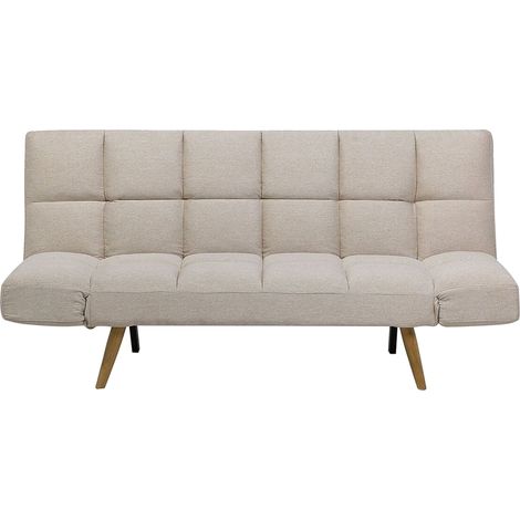 Canapé Clic-Clac 3 Places en Tissu Beige avec Fonction Couchage Confortable pour Salon Scandinave Moderne Beliani