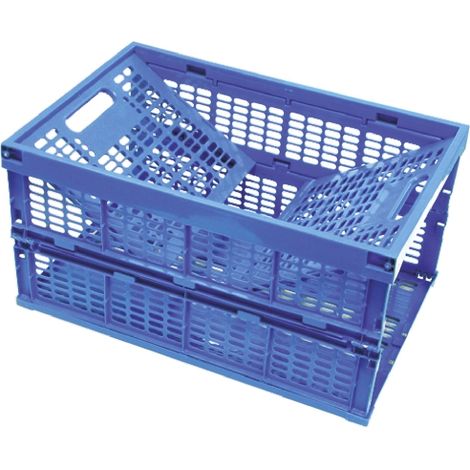 Bac pliable Bleu Sans couvercle 60L, 595mm x 395mm x 320mm ( Prix pour 1 )