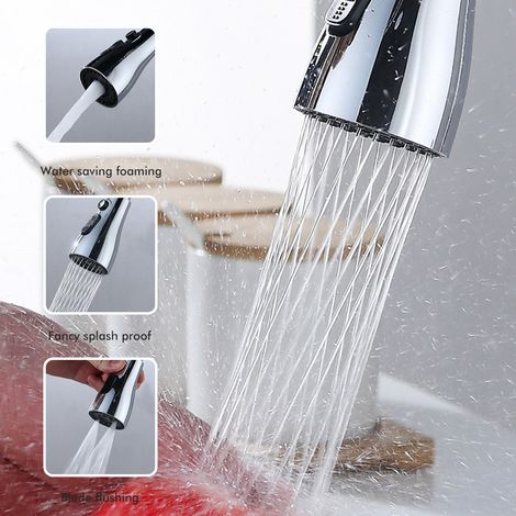 Universelle Küchenarmaturverlängerung mit Spritzschutzkopf, multifunktionalem Druckwasserauslauf, Abzieher, verbessertem dreistufigen Duschfilter und Doppelklingen-Kupferarmatur (1/5)