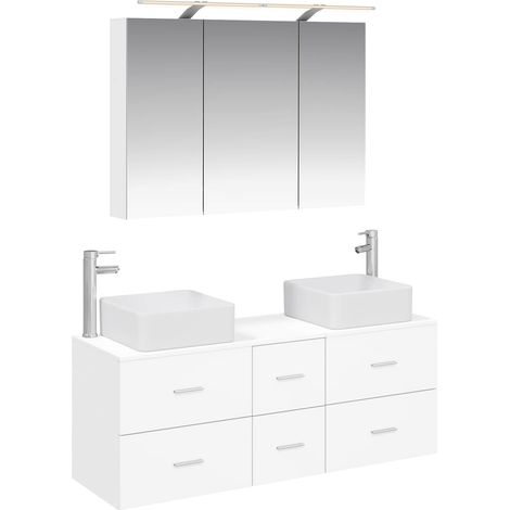 Ensemble de mobilier de salle de bain 4 pcs Blanc vidaXL (1/5)