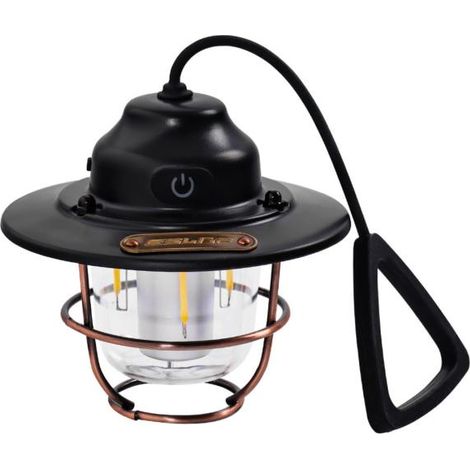 Lampe de camping d'extérieur rechargeable USB, lanterne rétro à motif cheval, lampe de camp LED pour tente (noir élégant), (1/3)