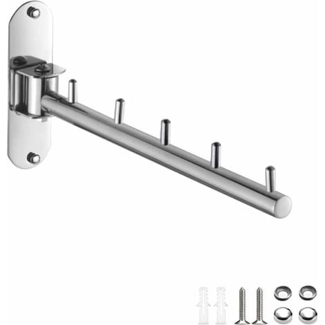 Porte-manteau mural pliable en une pièce, en acier inoxydable avec bras pivotant. (1/5)