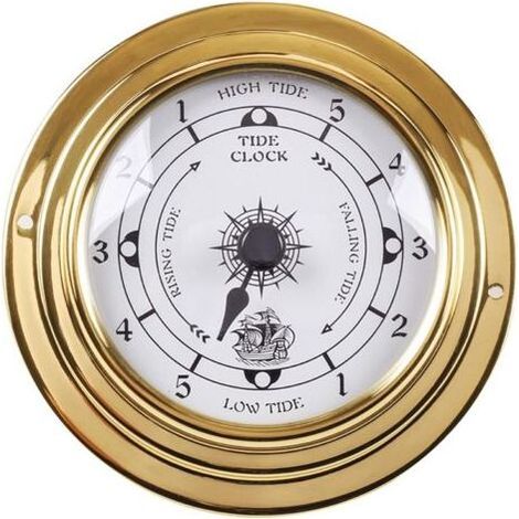 Pair Horloge des marées – Baromètre mural – Thermomètre hygromètre – 3.8 pouces – Boîtier en laiton poli – Pour intérieur et extérieur (1/5)