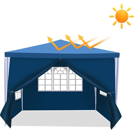 Jiubiaz Tenda gazebo 3x3 m Blu con protezione dal sole, uso per eventi all’aperto
