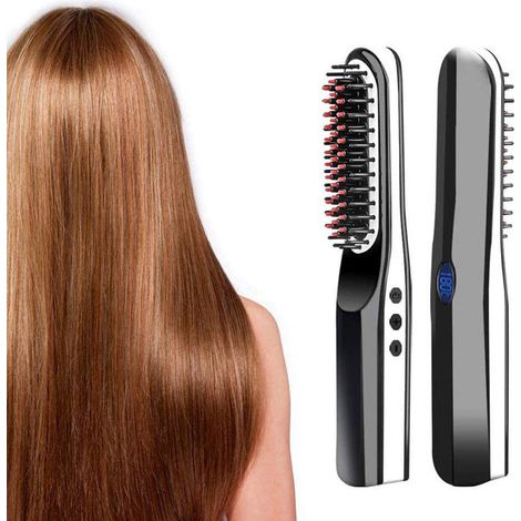 Cordless Men's Beard Straightener, Hair Style Comb, LCD Multi-Function, USB Charging (1/5)