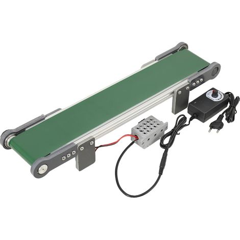 Bande transporteuse de bureau, 500 x 100 x 70 mm, Vitesse réglable 0-167 RPM, Capacité de charge 11 livres, AC 100-240V, PVC étanche (1/5)
