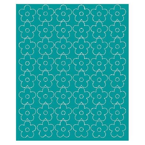 Adesivi murali a forma di fiori, 3 cm, 48 pezzi, turchese opaco