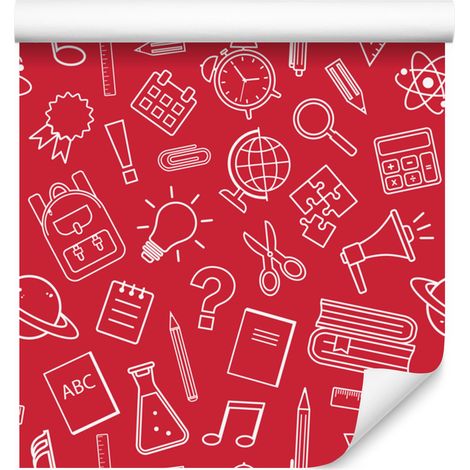 Papel pintado Material escolar fondo rojo, centro rojo 50x1000 cm (1/5)