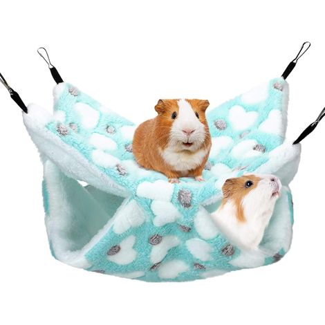 JeiibrZui Série Petits Animaux - Tapis suspendu vert - 34 x 34 cm - 1 pièce - Lit moelleux à deux couches pour hamster, cochon d'Inde, furet (1/5)